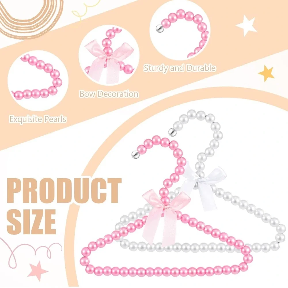 Set of 10 Pink Pearl Beaded Hangers Dogs Clothes
